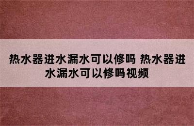 热水器进水漏水可以修吗 热水器进水漏水可以修吗视频